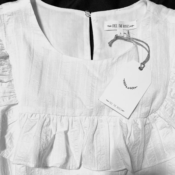 NEW Free The Roses/Nordstrom white tiered ruffled dress - Picture 5 of 7